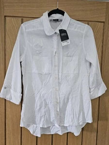 NEXT WHITR FITTED SHIRT BLOUSE UK 14 NEW WORK SMART CASUAL - Picture 1 of 4