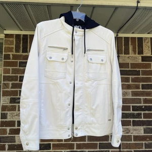 GBG Herren Jacke weiß PU Leder mit Kapuze Größe M - Bild 1 von 24