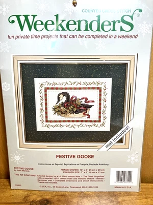 JCA Cross Stitch Kit, Weekenders, Festive Goose by Joan Marchie, NIP - Image 1 of 3