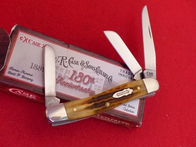 Faca Case XX USA 6318 SS osso bonito 130º aniversário Stockman em perfeito estado na caixa - Imagem 1 de 3