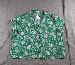 Camisa de pijama Jcrew para mujer 3X verde estampado floral manga corta nueva SOLO TOP - Imagen 1 de 6