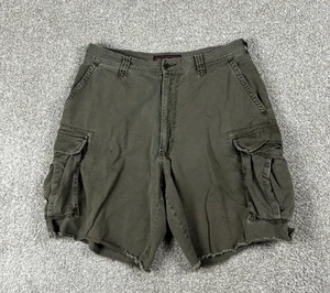 VTG Abercrombie & Fitch Cargo Short Men 36 Green Distressed Paratrooper Y2K 90s - Picture 1 of 10