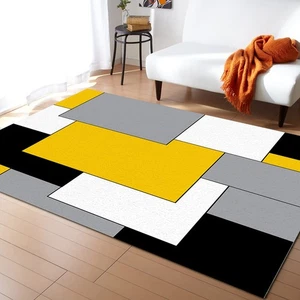 Yellow Black Geometric Area Rugs Indoor Non-Slip Rectangle Rug 2x3 ft, Abstra... - Bild 1 von 8