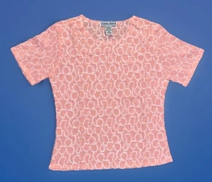 Vintage Stephanie Andrews Shirt Blouse Short Sleeve Top Sz S Peach Spring Summer - Picture 1 of 3