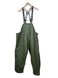 NUEVO Pantalones con tirantes Helly Hansen Mandel para hombre XL verde PVC ropa de trabajo impermeable nuevos con etiquetas - Imagen 1 de 12