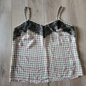 Candies Womens Y2K Check Print Lace Trim Cami Top Size S - Picture 1 of 11