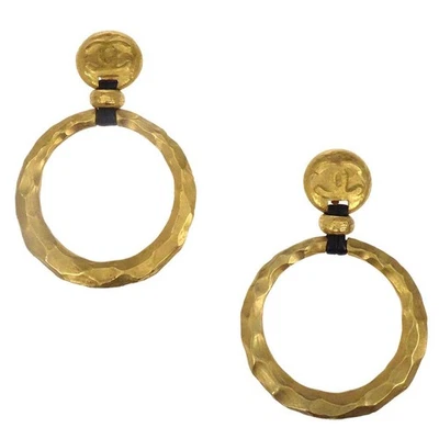 Pendientes de aro colgantes Chanel oro con clip 93P 145419 Foto 1 de 4