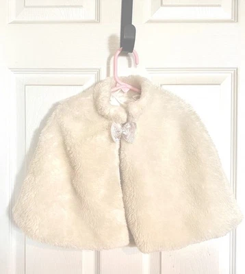 Toby N.Y.C. Capa cápsula de piel sintética blanca suave totalmente forrada talla 4-14 con lazo de lentejuelas Foto 1 de 4