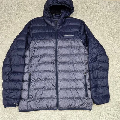 Chaqueta Eddie Bauer Para Hombres Mediana Cirruslite EB650 Plumón de Ganso Azul Gris Cremallera Completa Foto 1 de 4