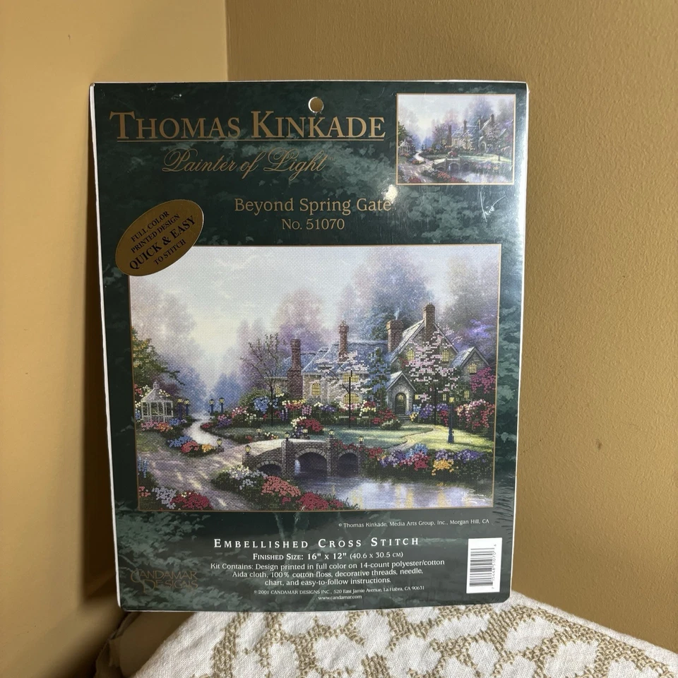 BEYOND SPRING GATE CROSS STITCH PATTERN - THOMAS KINKADE 51070 new - Image 1 of 3