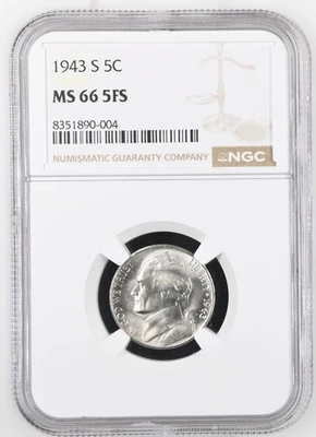 1943-S Jefferson nickel graded by NGC MS66 5FS - Image 1 of 2