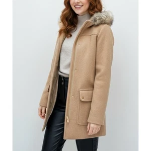 $268 NWT J.CREW FACTORY Vail Park Wool-Blend Coat, Heather Saddle, 4 (US) - Picture 1 of 14