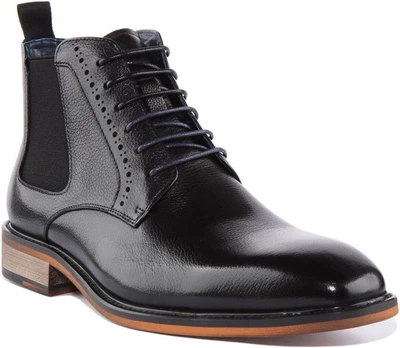Botas Chelsea Para Hombre Lace Up JUSTINREESS ENGLAND En Negro Talla UK 6 - 13 - Imagen 1 de 4