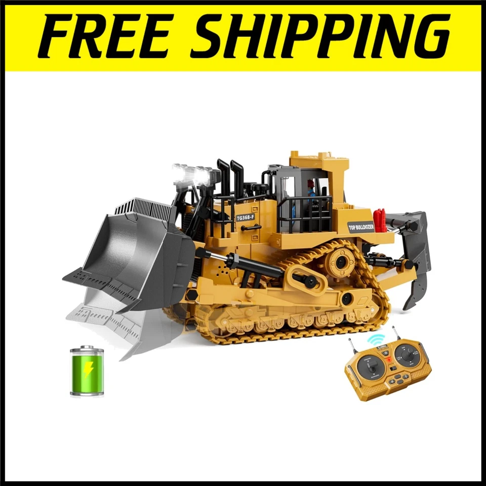 Construction Fun with 9-Channel Remote Control Bulldozer - Perfect Gift 3-12+ - Image 1 of 4