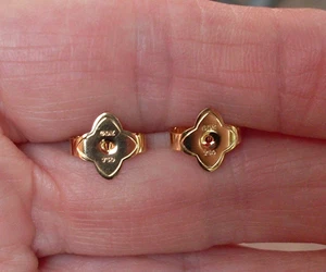 New - David Yurman Quatrefoil Replacement Earring Backs - 18K Yellow Gold - 9 mm - Picture 1 of 3