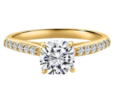 10k Yellow Gold 1.00 Ct Cushion Lab Grown Diamond Engagement Wedding Ring - Image 1 of 4