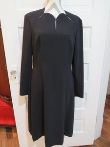 Vestido recto de lana con cuello vieira azul marino talla 40 Escada para mujer - Imagen 1 de 13