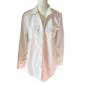 Banana Republic weiß mit schwarzen Tupfen Langarm Button-Down-Hemd Small - Bild 1 von 6