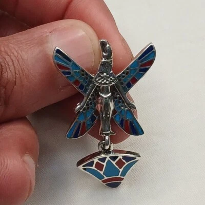 Colgante Isis hecho a mano, plata 925 con esmalte de colores, regalo joyería egipcia. Foto 1 de 4