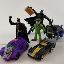 Batman And Joker LOT Of 7 Toys Action Figures, Cars, Great Birthday Cake Toppers
