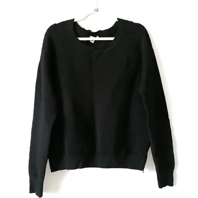 Halogen Women's Black Round Neck Side Zip Drop Shoulder Pullover Sweater Size L - Image 1 of 4