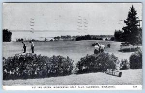 1949 Men On Putting Green Minnewaska Golf Club Glenwood Minnesota MN postal - Imagen 1 de 2