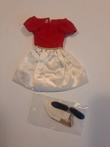 Vintage Skipper Silk N Fancy #1902 Outfit Dress, Socks, Shoes and Gold Headband - Picture 1 of 12