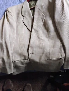 40R Beige Check Armani Sports Coat - Picture 1 of 4