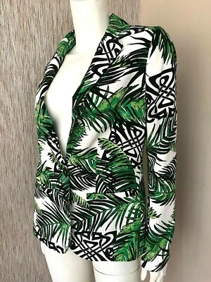 BiBA Chaqueta Americana Palma Hoja Estampado Talla 10 Venta Nuevo con Etiqueta - Imagen 1 de 4