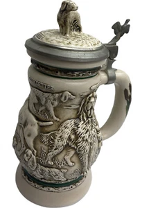 Vintage 1991 Avon Great Dogs Outdoors Lidded Beer Stein 9.5” Setter Spaniel Poin - Picture 1 of 7