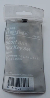 Sears Craftsman USA Nos 11pc Metric Hex Key Set OEM 46803 1.5-8mm - Image 1 of 4