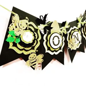 Bee 1st Birthday Banner One - Bee Themed Birthday Party Decoration High Chair - Picture 1 of 7