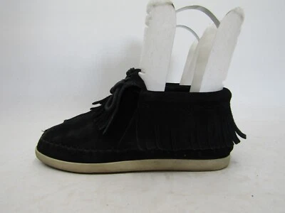 Minnetonka Womens Size 6 M Black Suede Laces Ankle Moccasins Bootie - Image 1 of 4