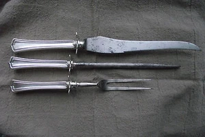 antike unmarkierte Silberplatte Schnitzerei 3er Set - Bild 1 von 9