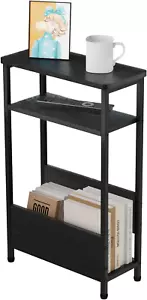 7.1" Narrow Side Table for Small Spaces, 3 Tier Small End Table with Magazine Ho - Picture 1 of 7