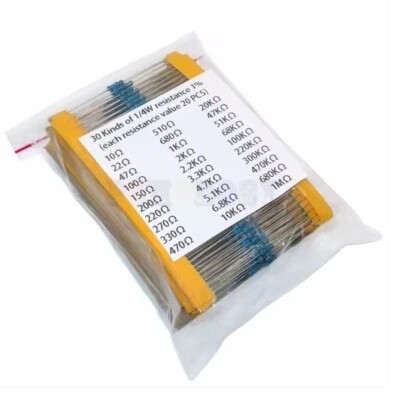 600/300 Stk. | Widerstände Set Metallfilm 1/4 Watt 30 Arten - Bild 1 von 2