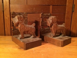 Extremos de libro de madera tallada vintage de Japón para perros - Imagen 1 de 12