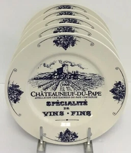 4 Dinner Plates Chateauneuf du Pape 11" Blue Ivory Vineyard Wine  Royal Stafford - Picture 1 of 6