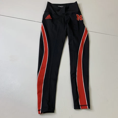 NWT Adidas University Of Nebraska Cornhuskers Tights Pants S NCAA Team Issue Blk Cover