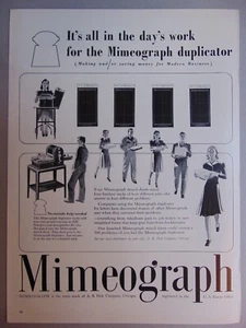 1940 MIMEOGRAPH DUPLICATOR From A.B. DICK Company art print ad - Picture 1 of 1