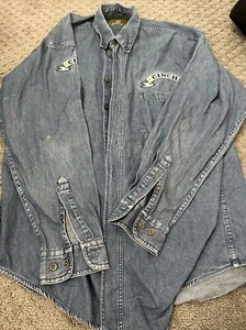 Cinch Jeans Denim Button Up Shirt w/ Embroidery - Medium (could fit Large) - Picture 1 of 5