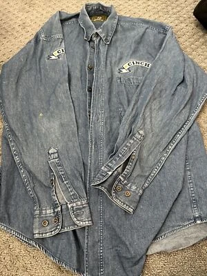 Camisa de mezclilla con botones Cinch Jeans con bordado - mediana (podría caber grande) Foto 1 de 4