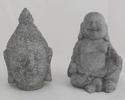 Vintage Indoor or Garden Decor Cement Buddha and Hindu Goddess - Image 1 of 4