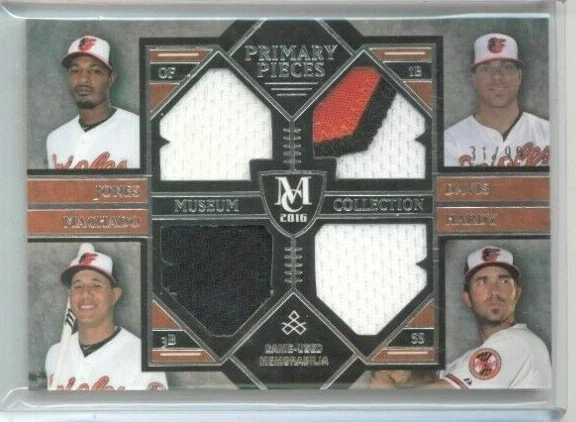 2016 Topps Museum Collection Jones Davis Manny Machado Hardy Quad Relic #'ed /99 - Image 1 of 1
