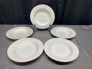 Sasaki "GRIDLOCK PINK" Patino Wolf ~ Japan ~ Set of 5 ~ Soup Bowls ~ 9 1/4" - Picture 1 of 8