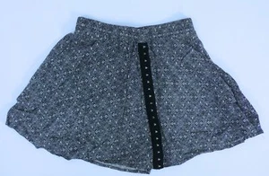 HAPPENING IN THE PRESENT Women's Black & White Print A-Line Mini Shirt Sz M - Imagen 1 de 5