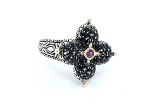 Barbara Bixby Sterling Silver / 18k Ring w/ Rhodolite Garnet & Sapphire - Size 9 - Picture 1 of 2
