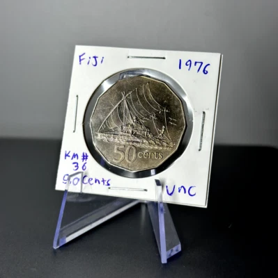 1976 Fiji 50 Cents UNC Uncirculated Coin - Copper-Nickel - Image 1 of 2