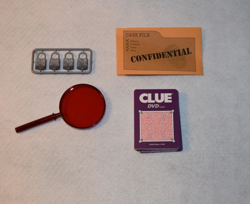 Clue DVD Game 2006 Cards & Case Envelope Red Reader Padlocks  #CL05B - Image 1 of 1