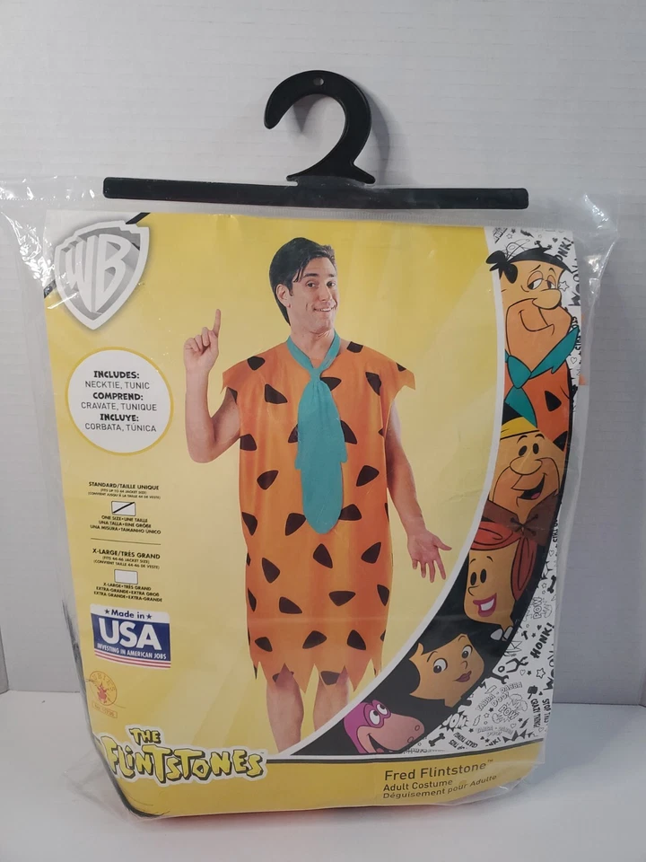 Fred Flintstone взрослых Хэллоуин костюм мужской размер 1 размер туника шеи галстук и парик - Изображение 1 из 4